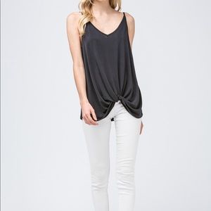 Black knotted tank cami